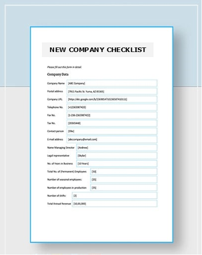 New Company Checklist